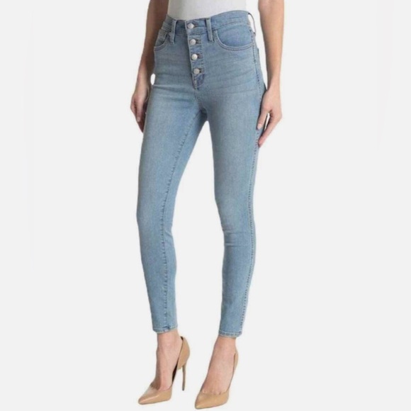 MADEWELL Woman's Light Wash Button Fly High Rise Skinny Jeans, Size 28 - Picture 1 of 12